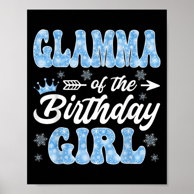 Póster Glamma Del Chica De Cumpleaños Snowflakes Winter C (Frente)