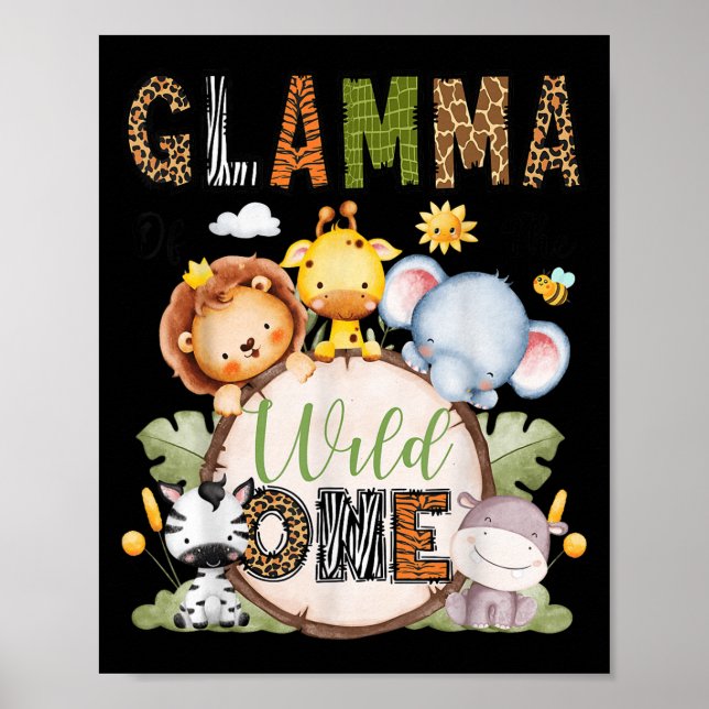 Póster Glamma Of The Wild One 1st Birthday Boy Jungle Saf (Frente)