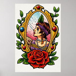 Póster Glamor Vintage – Mujer de los años 20 en Marco de