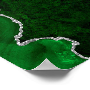 Póster Glamorosa Purpurina plateado de Moda verde de márm