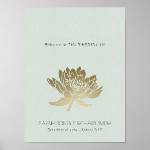 PÓSTER GLAMOROSO AZUL PÁLIDO PLATA FLOR DE LOTUS  BODA