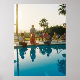 Póster Glamorous Poolside Scene – Vintage-Inspired Travel