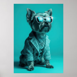 Póster Glamorous Yorkie Dog Portrait – Stylish Diamond