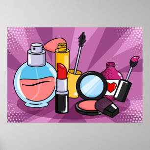 Póster Glamour Pop Art Makeup\Cosmetics Collection