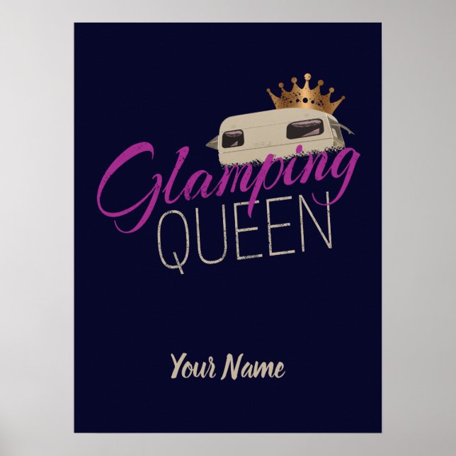 Póster Glamour Queen Camping con caravanas vintage (Frente)