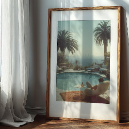 Póster Glamour retro: Cócteles junto a la piscina Los Áng