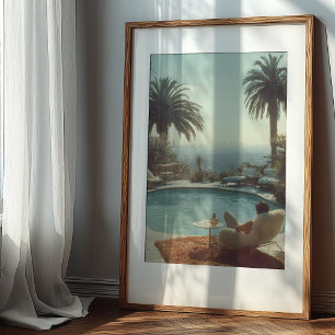 Póster Glamour retro: Cócteles junto a la piscina Los Áng