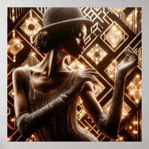 Póster Glamour vintage retro mujer jazz