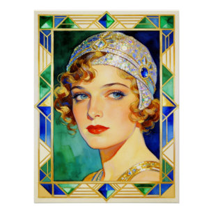 Póster Glamuroso de Flapper de los años 20