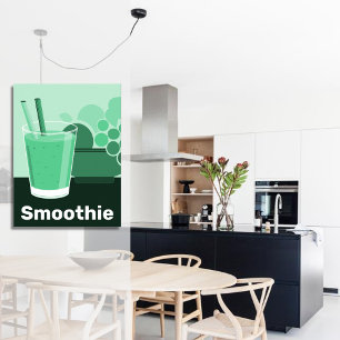 Póster Glass Black, White, Green KitchWall Wall Art