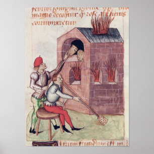 Póster Glass blowers, from 'Tractatus de Herbis'
