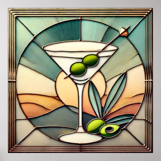 Póster Glass de Mediano Siglo 2 Olive Martini (Frente)