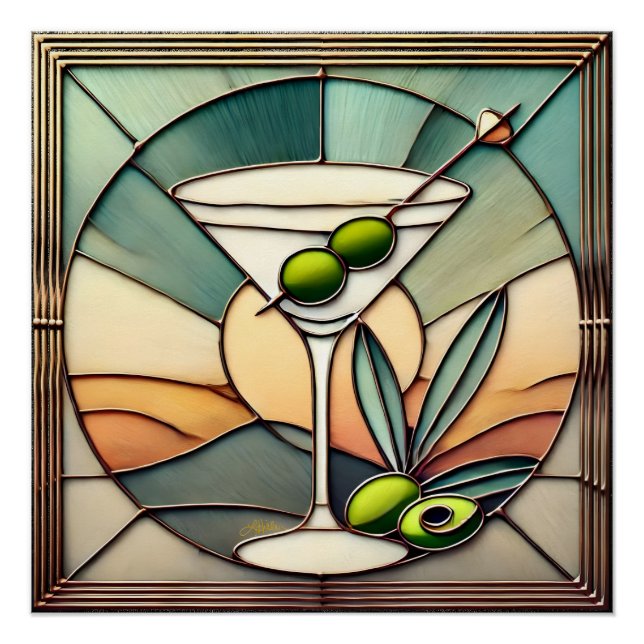 Póster Glass de Mediano Siglo 2 Olive Martini (Anverso)
