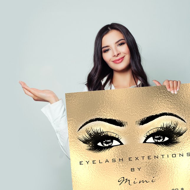 Póster Glass Faux Gold Makeup Eyes Lashes Precios (Gift Certificate Glass Gold Lashes Eyes Makeup )
