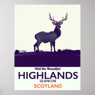 Póster Glencoe, huella de vacaciones en las Tierras Altas