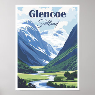 Póster Glencoe Scotland Artwork Travel Place ilustracion