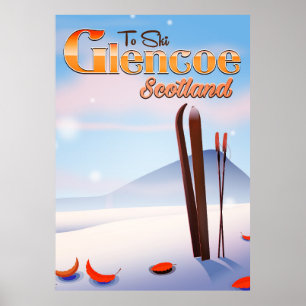 Póster Glencoe Scotland ski poster