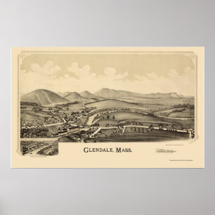 Póster Glendale, mapa panorámico de las MAMÁES - 1890