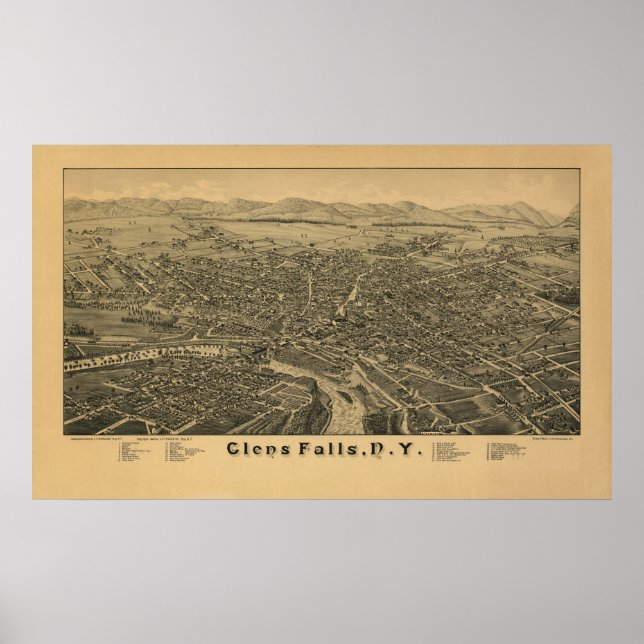 Póster Glens Falls NY 1884 (Frente)