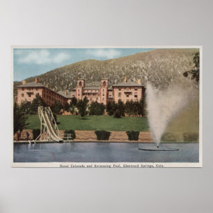 Póster Glenwood Springs, CO - Vista del Hotel CO & Pool