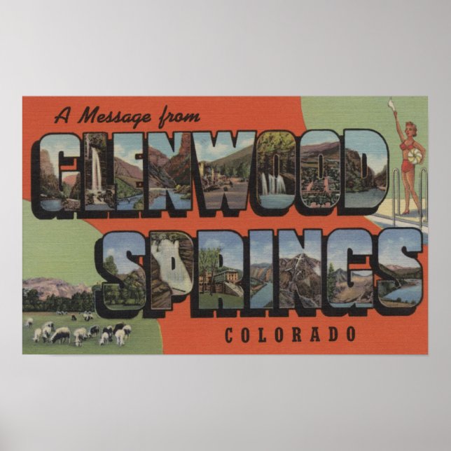 Póster Glenwood Springs, Colorado - Escenas de letras gra (Frente)