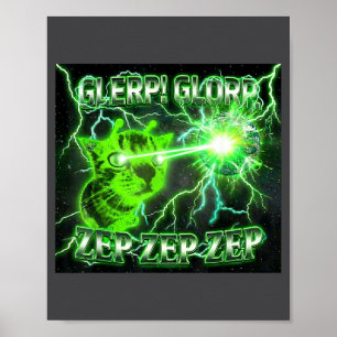 Póster Glerp Glorp Alien Divertido Gnarp Gato Regalo Alie