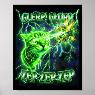 Póster Glerp Glorp Alien Funny Gnarp Gato Alien Regalo Di