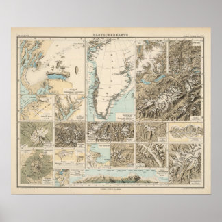 Póster Gletscherkarte - Mapa del Atlas de Glaciares