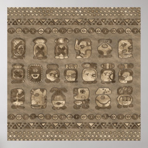 Póster Glifos del mes del calendario maya