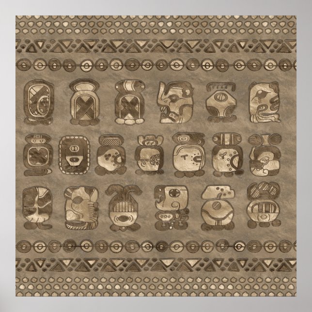 Póster Glifos del mes del calendario maya (Frente)