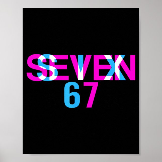 Póster Glitch Optical Illusion Funny Six Seven 67 Meme Ge (Frente)