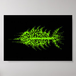Póster Glitch Pixel Code Fish Wall Art