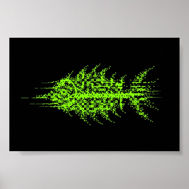 Póster Glitch Pixel Code Fish Wall Art (Frente)