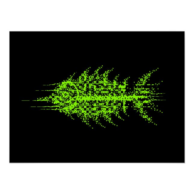 Póster Glitch Pixel Code Fish Wall Art (Anverso)