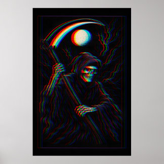 Póster Glitch Reaper – Muerte sombría en RGB