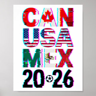 Póster Glitched CAN USA MEX 2026  – World Cup Soccer 