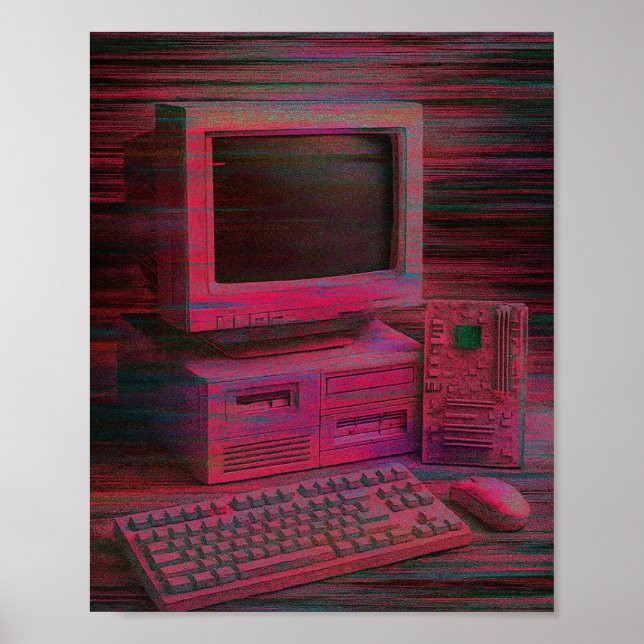 Póster Glitched Terminal | Vaporwave Techcore Poster (Frente)