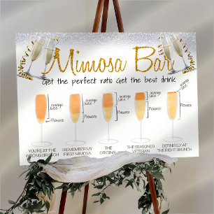 Póster Glitter Elegant Mimosa Bar Bridal brunch Sign