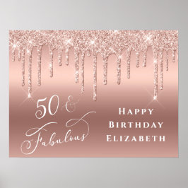 Póster Glitter Rose Gold 50th Birthday Party