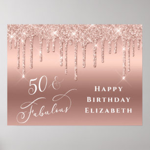 Póster Glitter Rose Gold 50th Birthday Party