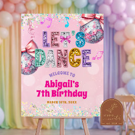 Póster Glitter Sequins Dance Birthday Party Welcome Sign