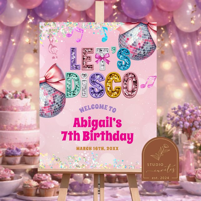 Póster Glitter Sequins Disco Birthday Party Welcome Sign (Subido por el creador)