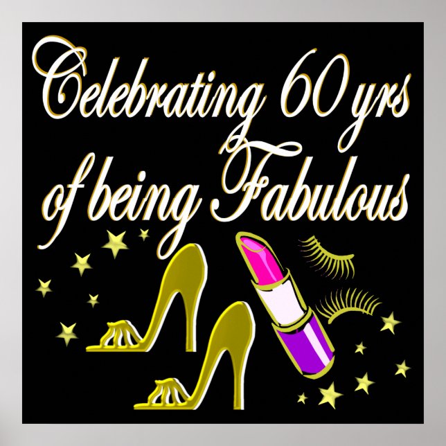 PÓSTER GLITZY GOLD 60TH BIRTHDAY DIVA (Frente)