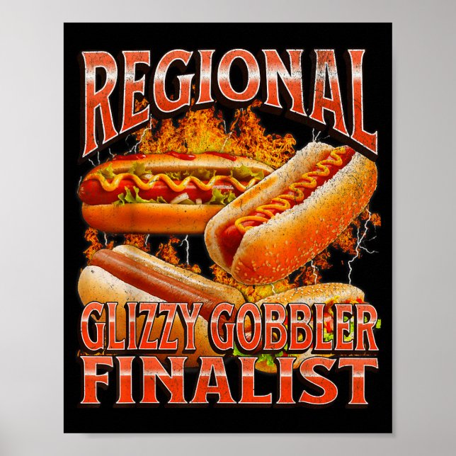 Póster Glizzy Gobbler Divertido Wiener Perro Caliente Mem (Frente)