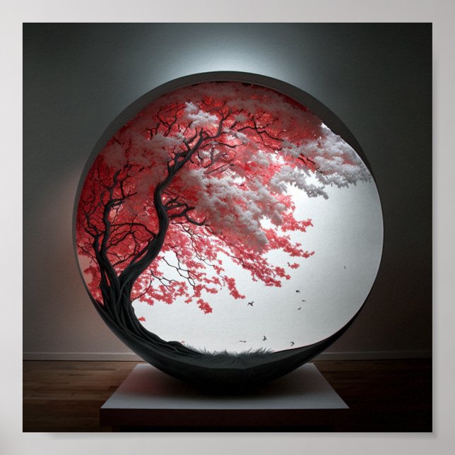 Póster Globe de hojas blancas (Frente)