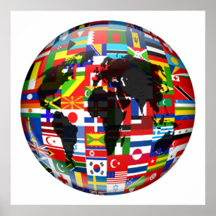 Póster Globe de la bandera