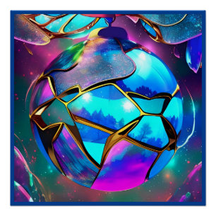 Póster Globe irlandescente espacial