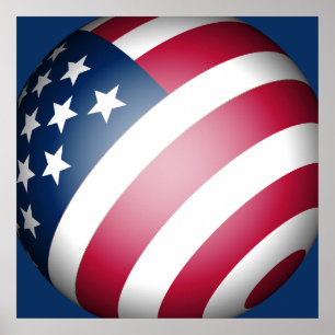 Póster Globe of the United States of America Flag