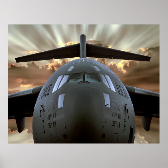 PÓSTER GLOBEMASTER DE TRANSPORTE MILITAR C-17 (Frente)