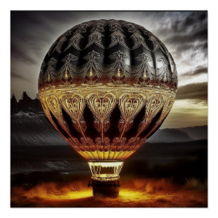 Póster Globo aerostático con intrincado diseño barroco